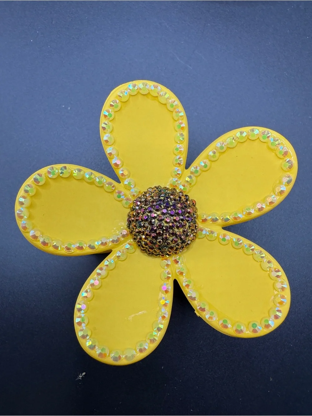 Hand Blinged Sunflower Yellow Hair Clip